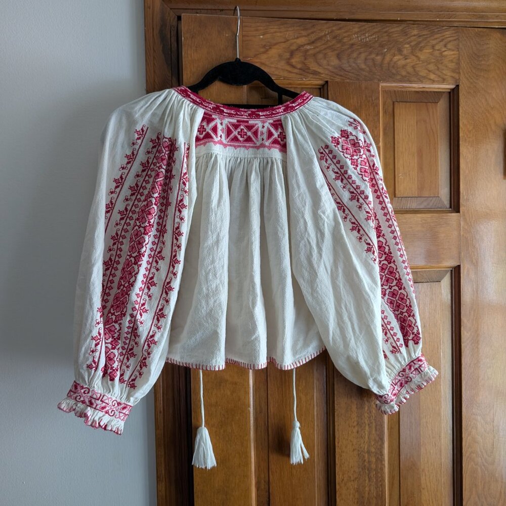 Free People Boho Embroidered Peasant Top | White Bohemian Festival Blouse - Picture 6 of 6